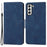 For Samsung Galaxy S22+ 5G Solid Color Drop-proof Phone Case Full Coverage PU Leather Wallet Stand Cover - Blue - 1