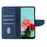 For Samsung Galaxy S22+ 5G Solid Color Drop-proof Phone Case Full Coverage PU Leather Wallet Stand Cover - Blue - 2