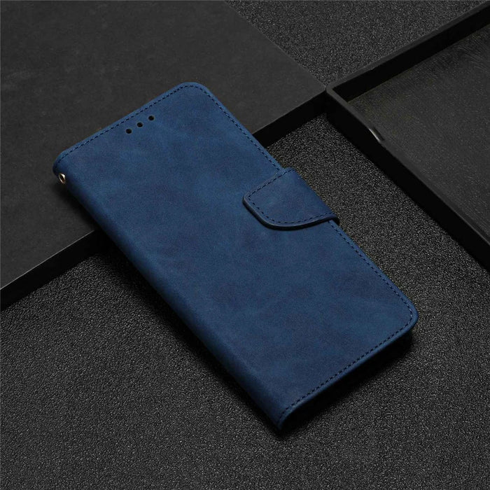 For Samsung Galaxy S22+ 5G Solid Color Drop-proof Phone Case Full Coverage PU Leather Wallet Stand Cover - Blue - 7