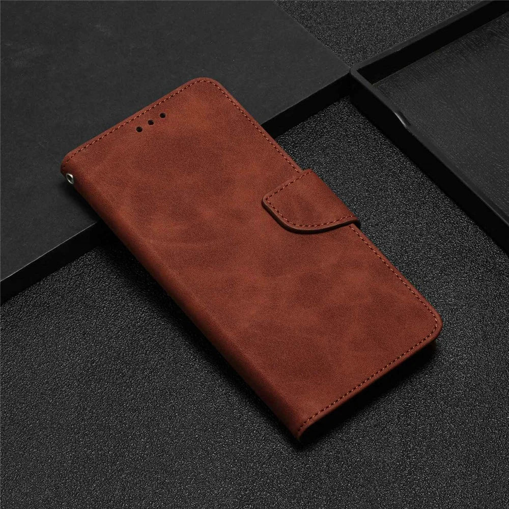 For Samsung Galaxy A53 5G Drop-proof Solid Color Calf Textured Magnetic Clasp PU Leather Case Wallet Stand Anti-scratch Phone Cover - Brown - 7