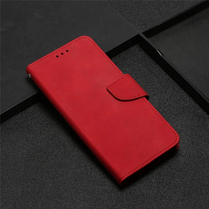 For Samsung Galaxy A23 5G (Global Version) / 4G Solid Color Shockproof Leather Phone Case Viewing Stand Anti-scratch Full Protection Phone Cover - Red - 7
