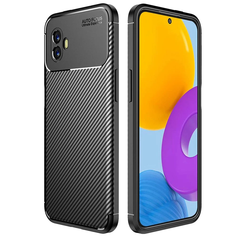 For Samsung Galaxy Xcover 6 Pro 5G Carbon Fiber Texture Scratch-resistant Soft TPU Phone Case Anti-fall Back Shell - Black - 1