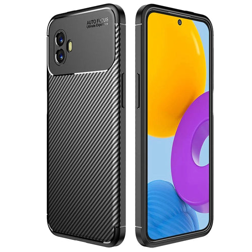 For Samsung Galaxy Xcover 6 Pro 5G Carbon Fiber Texture Scratch-resistant Soft TPU Phone Case Anti-fall Back Shell - Black - 1