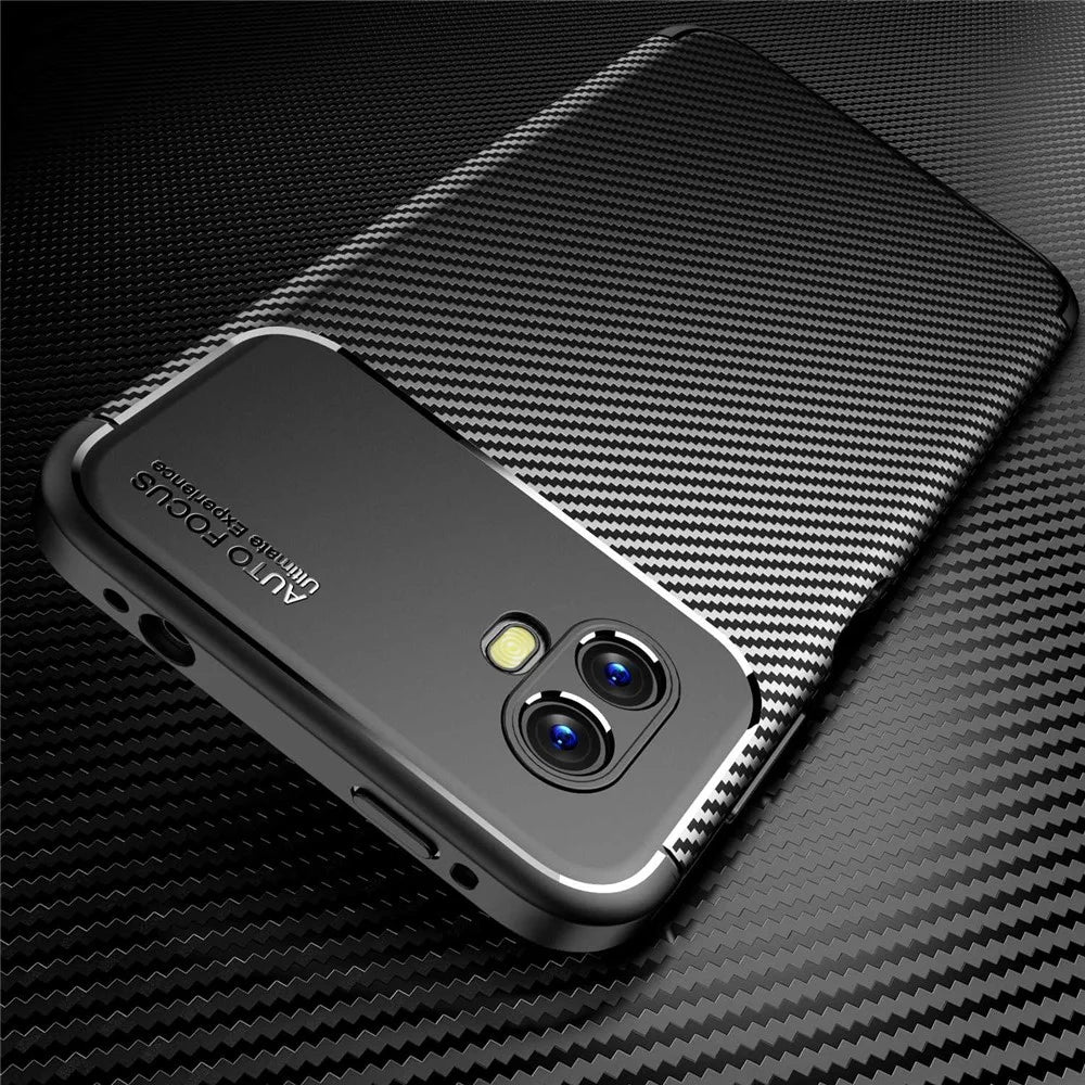 For Samsung Galaxy Xcover 6 Pro 5G Carbon Fiber Texture Scratch-resistant Soft TPU Phone Case Anti-fall Back Shell - Black - 3
