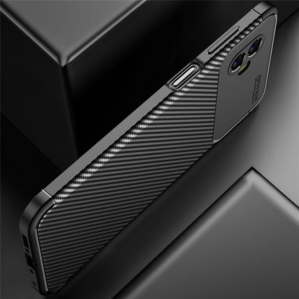 For Samsung Galaxy Xcover 6 Pro 5G Carbon Fiber Texture Scratch-resistant Soft TPU Phone Case Anti-fall Back Shell - Black - 5