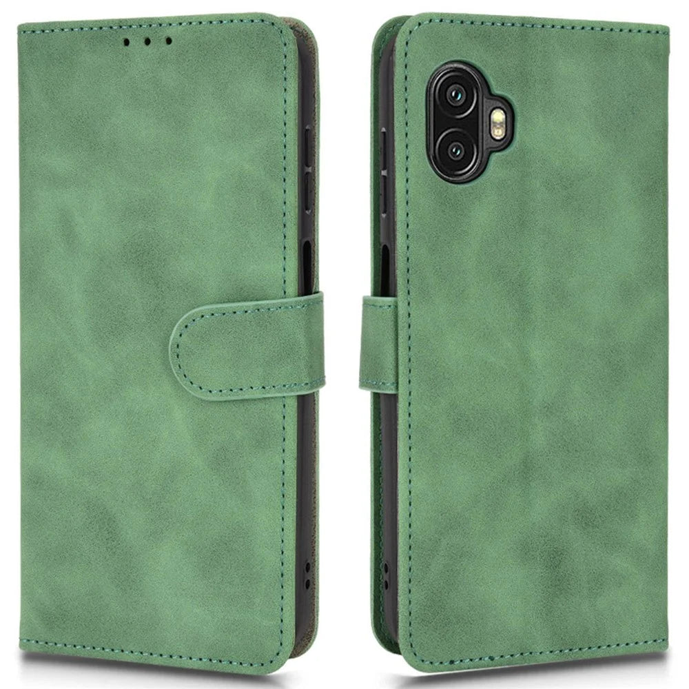 For Samsung Galaxy Xcover6 Pro 5G Skin-Touch Feeling Stand Phone Case PU Leather Magnetic Wallet Cover - Green - 1
