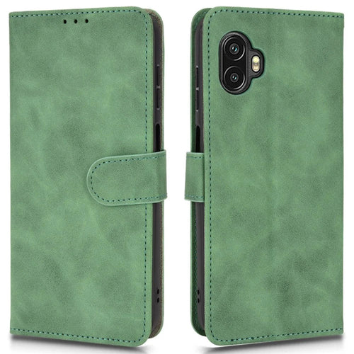 For Samsung Galaxy Xcover6 Pro 5G Skin-Touch Feeling Stand Phone Case PU Leather Magnetic Wallet Cover - Green - 1