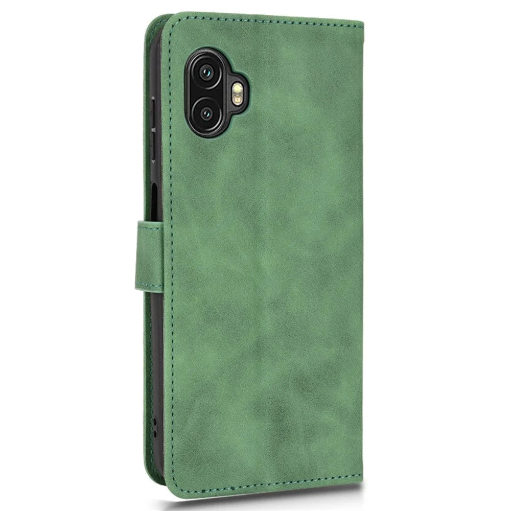 For Samsung Galaxy Xcover6 Pro 5G Skin-Touch Feeling Stand Phone Case PU Leather Magnetic Wallet Cover - Green - 5