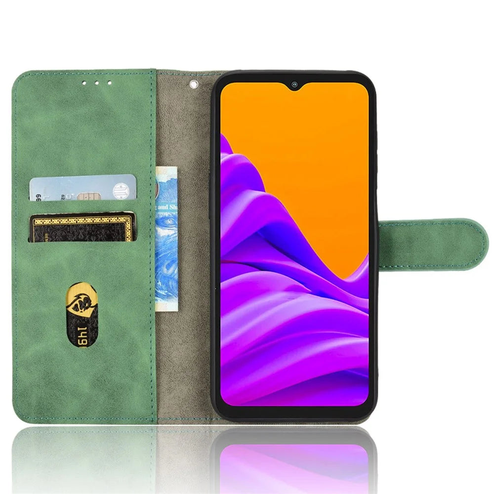 For Samsung Galaxy Xcover6 Pro 5G Skin-Touch Feeling Stand Phone Case PU Leather Magnetic Wallet Cover - Green - 2