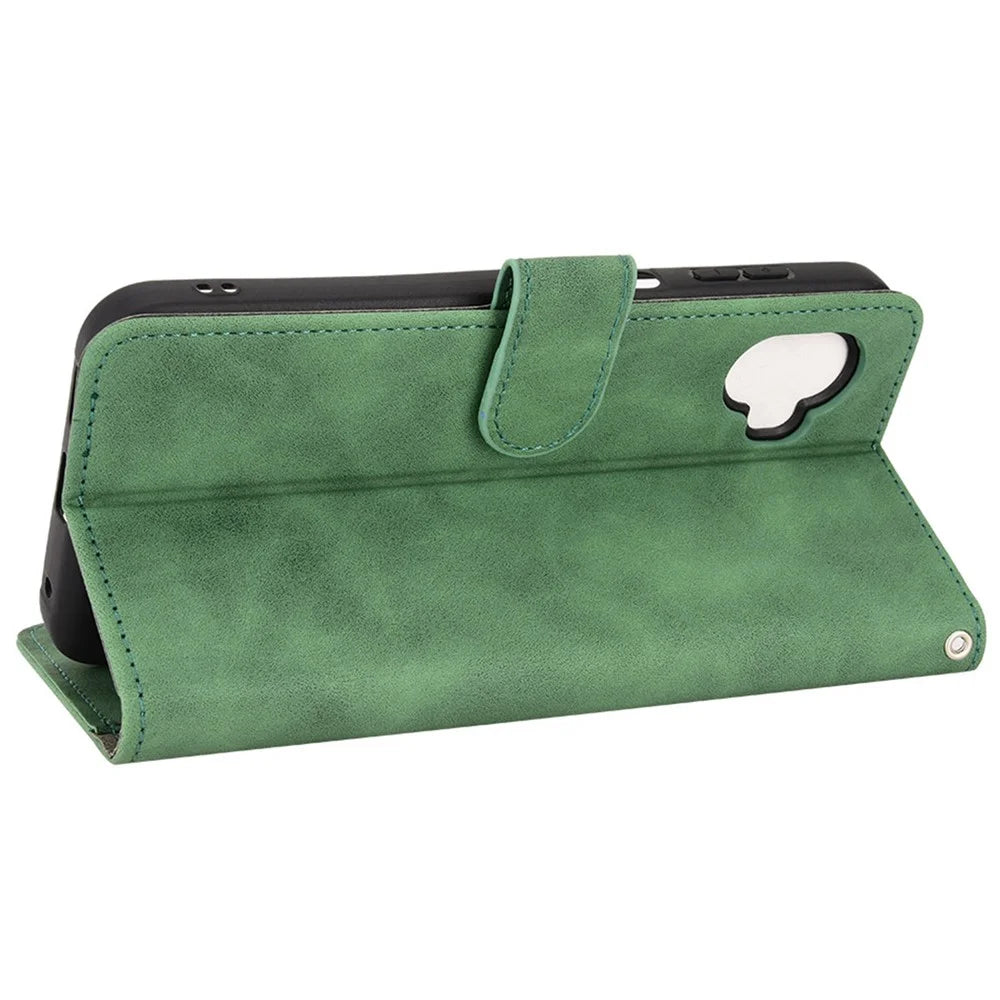 For Samsung Galaxy Xcover6 Pro 5G Skin-Touch Feeling Stand Phone Case PU Leather Magnetic Wallet Cover - Green - 3