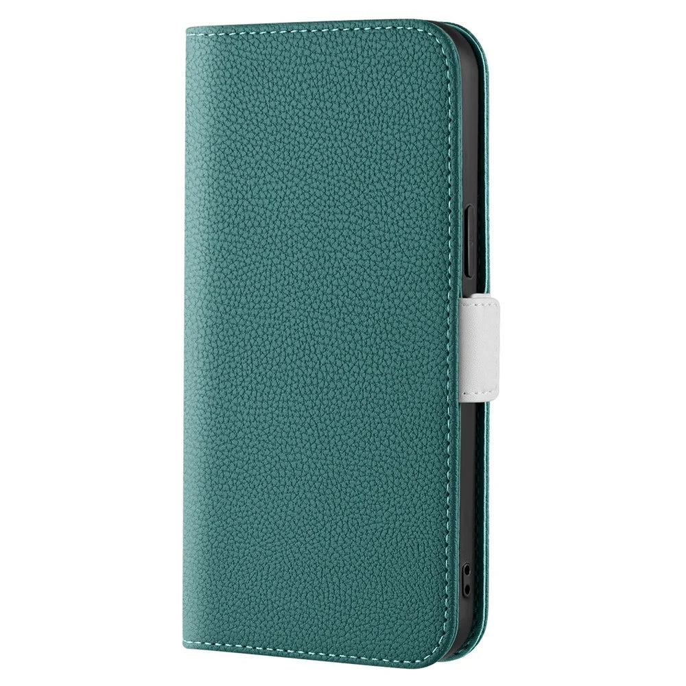 For Samsung Galaxy A13 4G / 5G / A04s 4G (164.7mm) Candy Color Litchi Texture Shockproof Leather Case Anti-scratch Wallet Stand Phone Cover - Green - 2