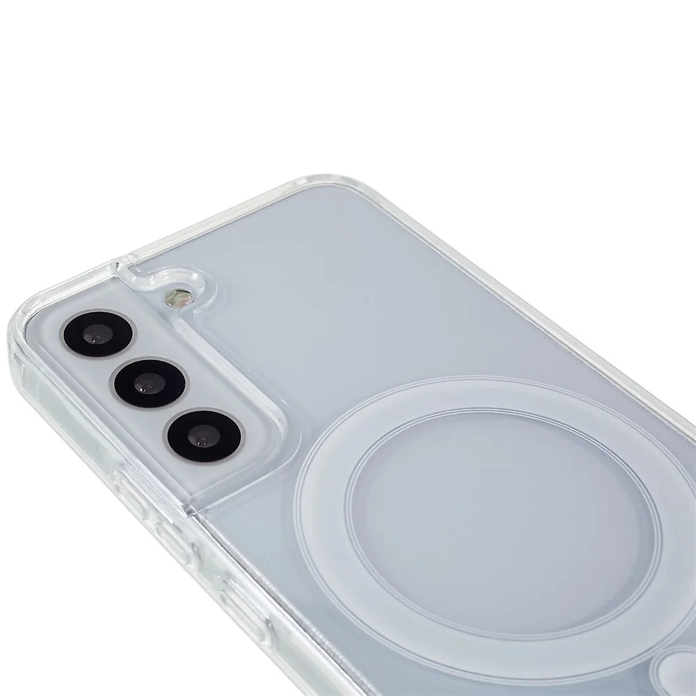 For Samsung Galaxy S22 5G Clear Magnetic Case Anti-Scratch Acrylic Back TPU Border Protective Cover - 7