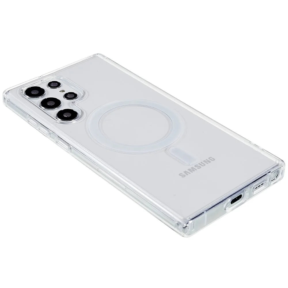 For Samsung Galaxy S22 Ultra 5G Clear Phone Case Compatible with Magsafe Hard Acrylic Soft TPU Shockproof Cover - 5