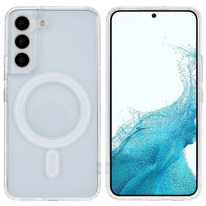 For Samsung Galaxy S22+ 5G Hard Acrylic Soft TPU Scratch-Proof Phone Case Clear Magnetic Cover - 1