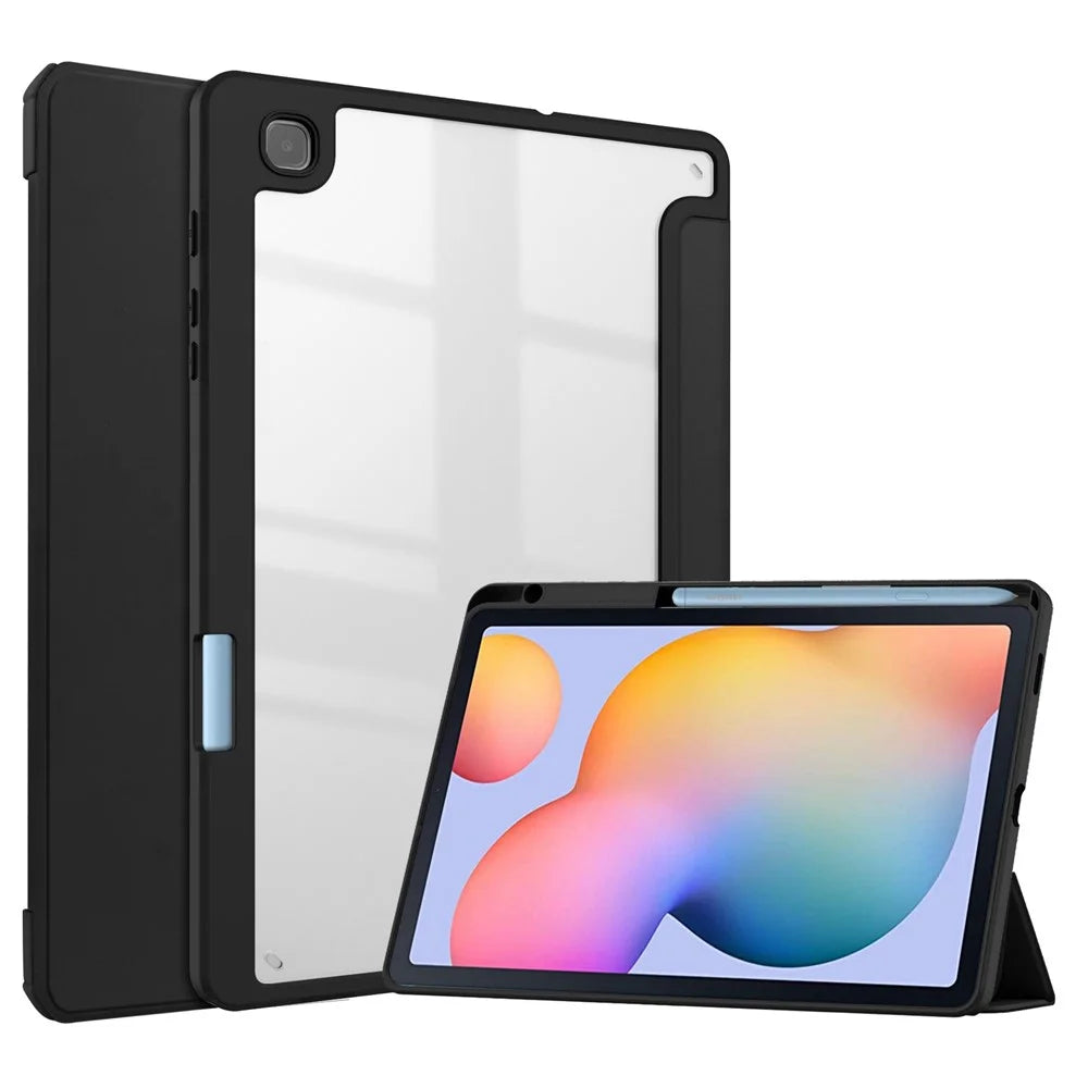 For Samsung Galaxy Tab S6 Lite (2020) / (2022) / (2024) PU Leather Case Stand Tablet Shell with Pencil Holder - Black - 1
