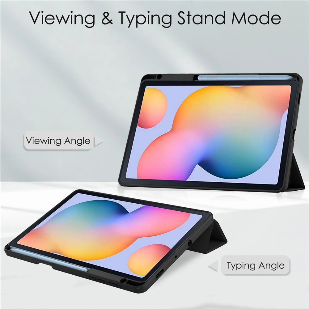 For Samsung Galaxy Tab S6 Lite (2020) / (2022) / (2024) PU Leather Case Stand Tablet Shell with Pencil Holder - Black - 2