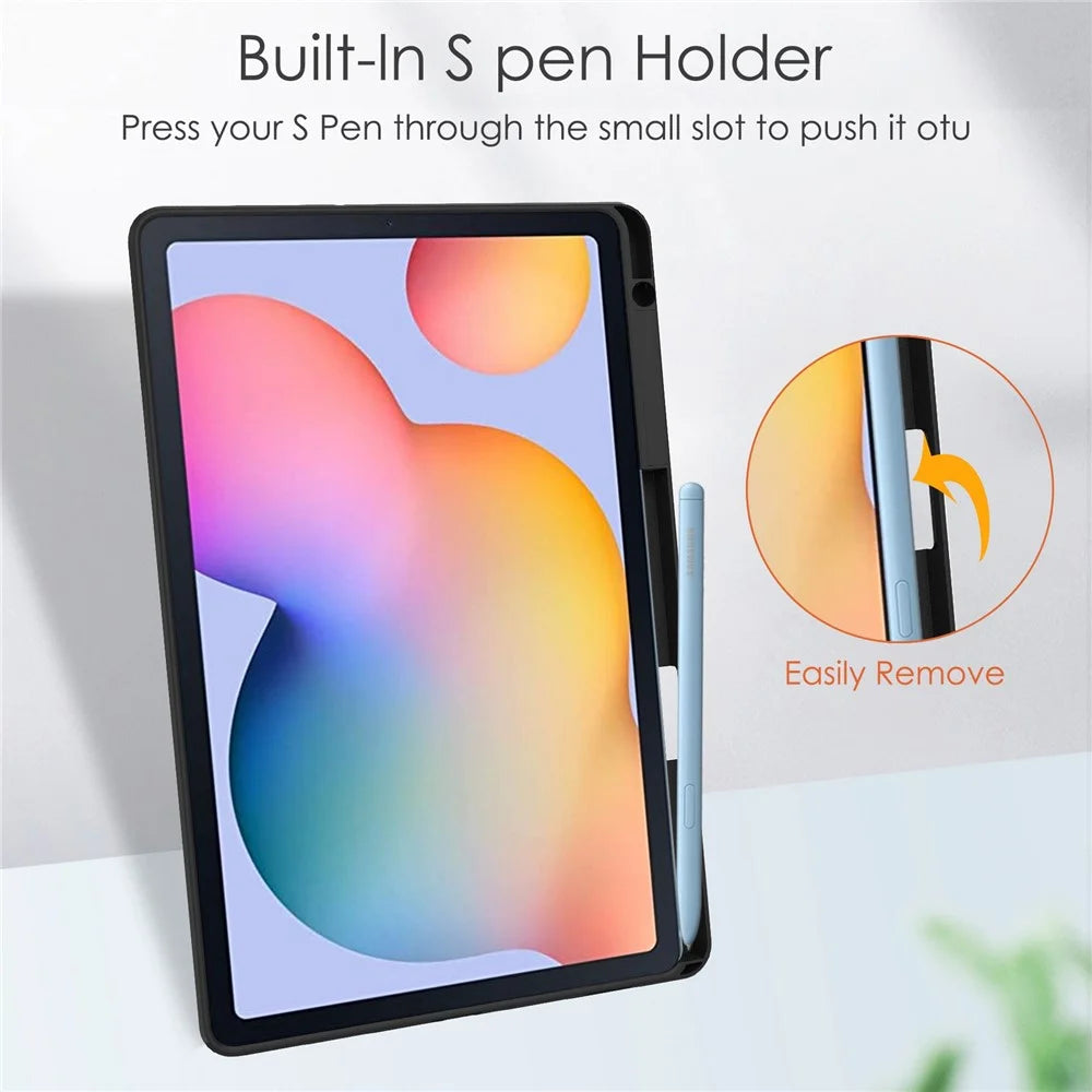 For Samsung Galaxy Tab S6 Lite (2020) / (2022) / (2024) PU Leather Case Stand Tablet Shell with Pencil Holder - Black - 3