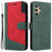 For Samsung Galaxy A13 4G Three-color Splicing PU Leather Case Wallet Stand Full Body Anti-Scratch Protective Cover with Strap - Green - 1