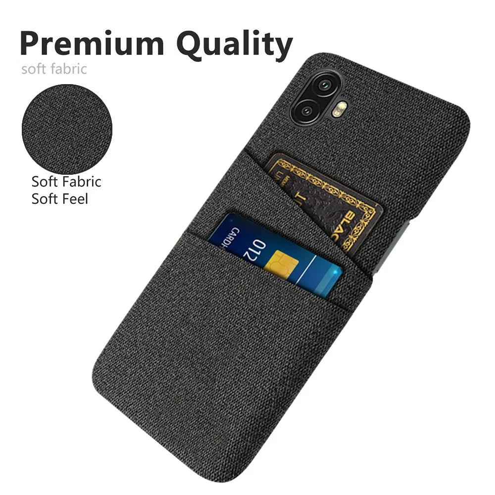For Samsung Galaxy Xcover Pro 2 5G Drop-proof Cloth Texture Phone Case with Dual Card Slots Scratch Resistant PC Protective Cover - Black - 2