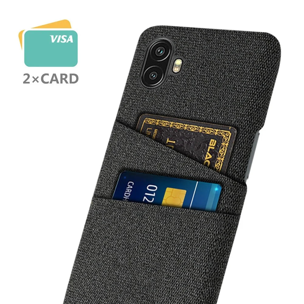 For Samsung Galaxy Xcover Pro 2 5G Drop-proof Cloth Texture Phone Case with Dual Card Slots Scratch Resistant PC Protective Cover - Black - 3