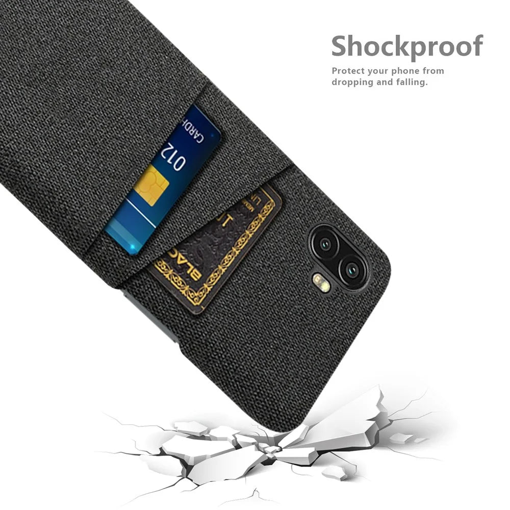 For Samsung Galaxy Xcover Pro 2 5G Drop-proof Cloth Texture Phone Case with Dual Card Slots Scratch Resistant PC Protective Cover - Black - 4