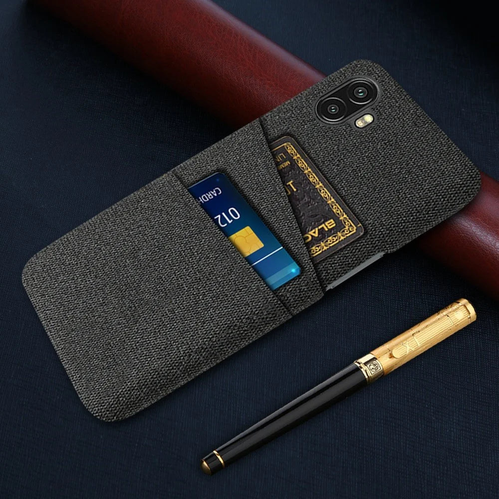 For Samsung Galaxy Xcover Pro 2 5G Drop-proof Cloth Texture Phone Case with Dual Card Slots Scratch Resistant PC Protective Cover - Black - 5