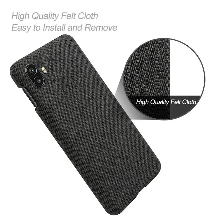 For Samsung Galaxy Xcover Pro 2 5G Anti-fall Phone Case Hard PC + Cloth Cover Solid Color Scratch-resistant Phone Protector - Black - 5