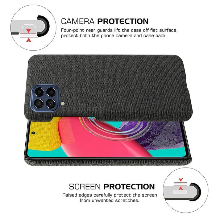 For Samsung Galaxy Xcover Pro 2 5G Anti-fall Phone Case Hard PC + Cloth Cover Solid Color Scratch-resistant Phone Protector - Black - 6