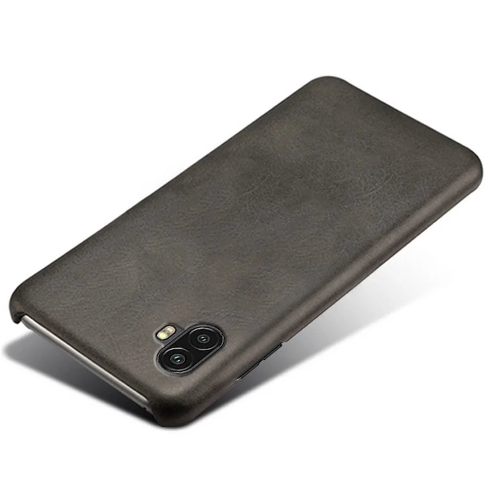 For Samsung Galaxy Xcover Pro 2 5G Wear-resistant Phone Case Calf Textured PU Leather Coating Drop-proof Hard PC Protective Cover - Black - 3