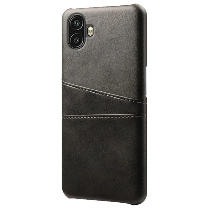 For Samsung Galaxy Xcover Pro 2 5G Anti-fall Protective Phone Case with Dual Card Slots PU Leather Coated Hard PC Back Cover Shell - Black - 2