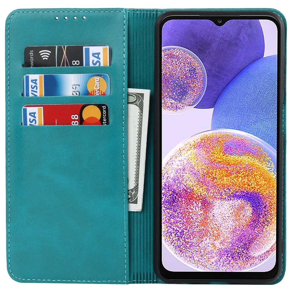 For Samsung Galaxy A23 5G (Global Version) / 4G Anti-fall PU Leather Phone Wallet Case Stand Magnetic Full Protection Phone Cover - Sky Blue - 2