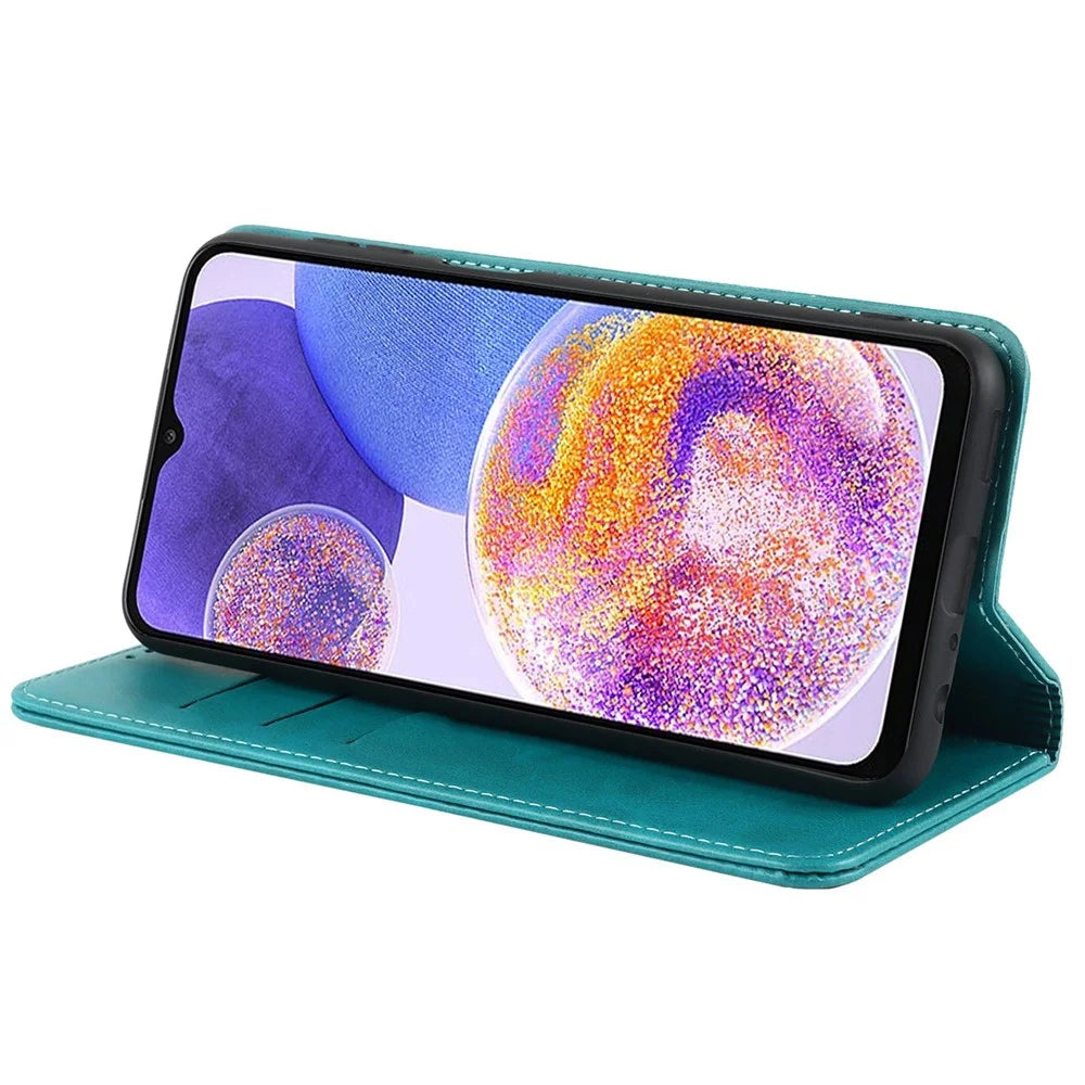 For Samsung Galaxy A23 5G (Global Version) / 4G Anti-fall PU Leather Phone Wallet Case Stand Magnetic Full Protection Phone Cover - Sky Blue - 4