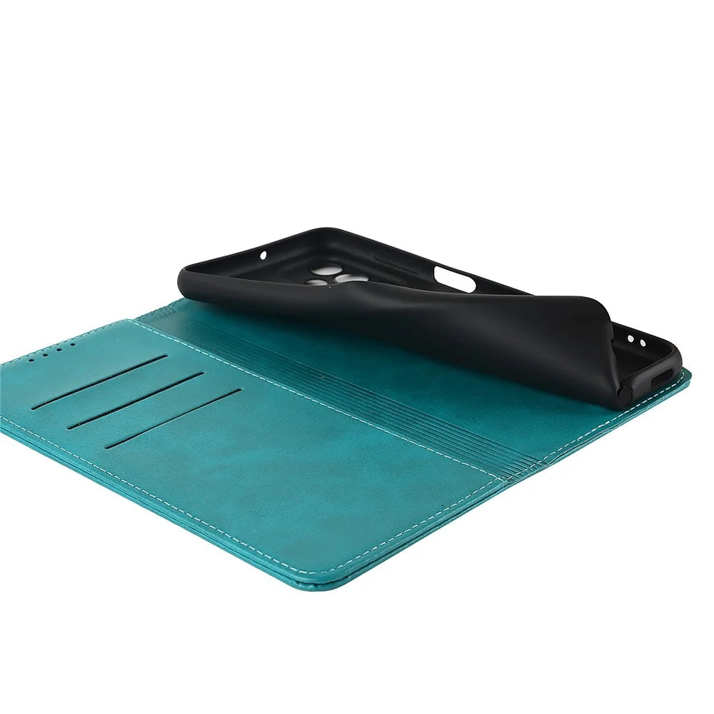For Samsung Galaxy A23 5G (Global Version) / 4G Anti-fall PU Leather Phone Wallet Case Stand Magnetic Full Protection Phone Cover - Sky Blue - 5