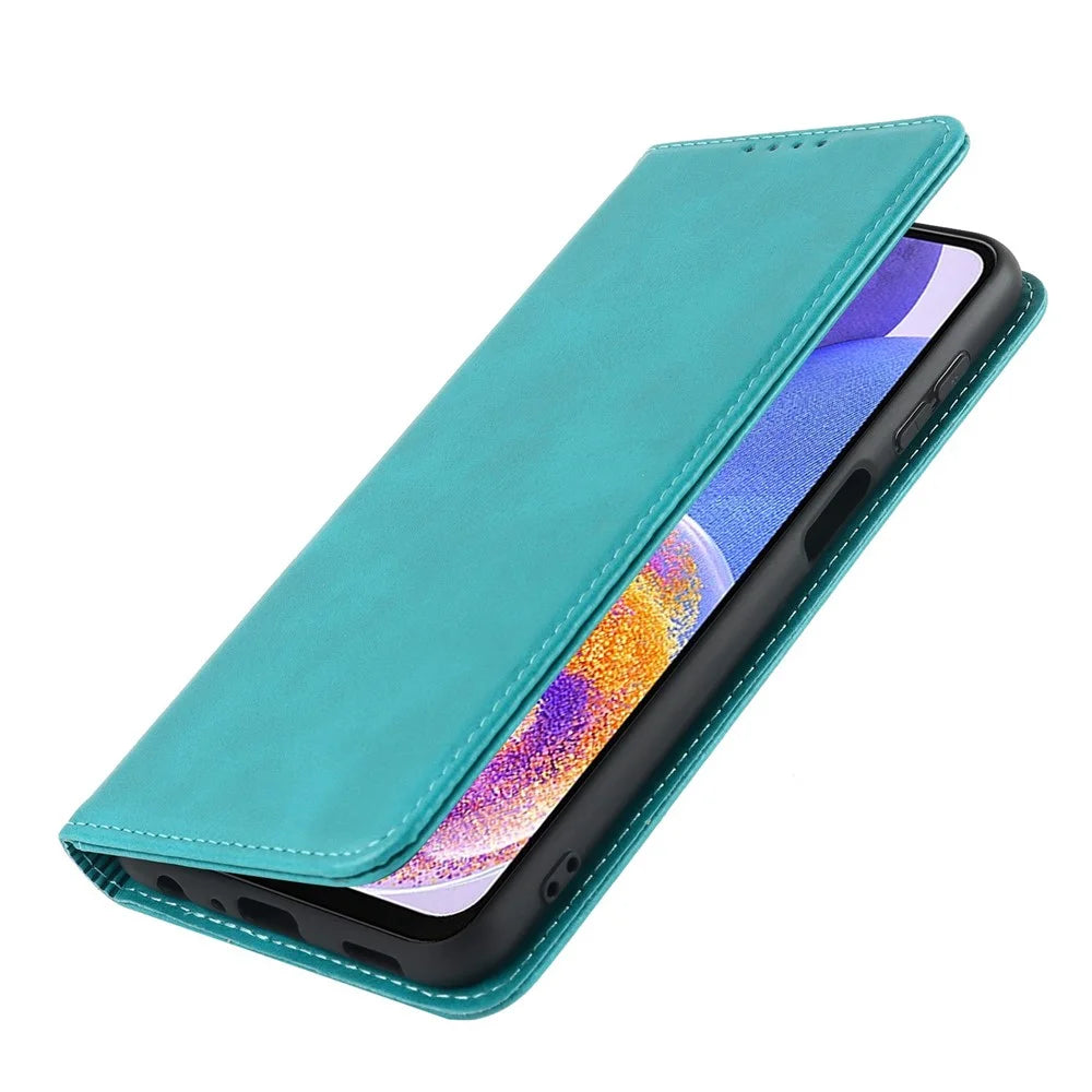For Samsung Galaxy A23 5G (Global Version) / 4G Anti-fall PU Leather Phone Wallet Case Stand Magnetic Full Protection Phone Cover - Sky Blue - 7