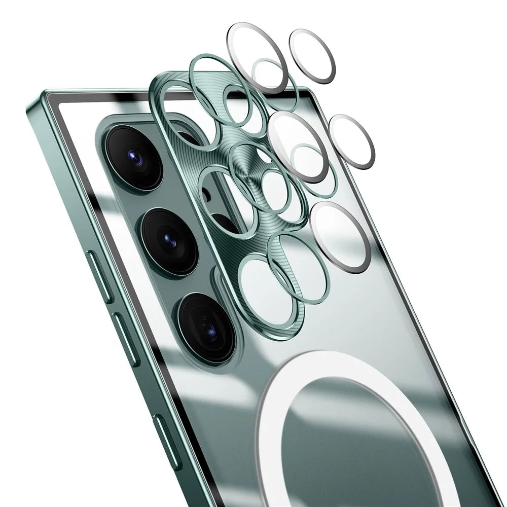 For Samsung Galaxy S22 Ultra 5G Magnetic Adsorption Matte Phone Cover TPU Back + Metal Edge Integrated Lens Protection Drop-proof Case - Black - 7