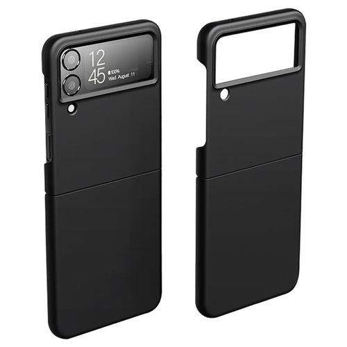 For Samsung Galaxy Z Flip4 5G Ultra Slim Folding PC Phone Case Rubberized Finish Drop-proof Cover - Black - 1