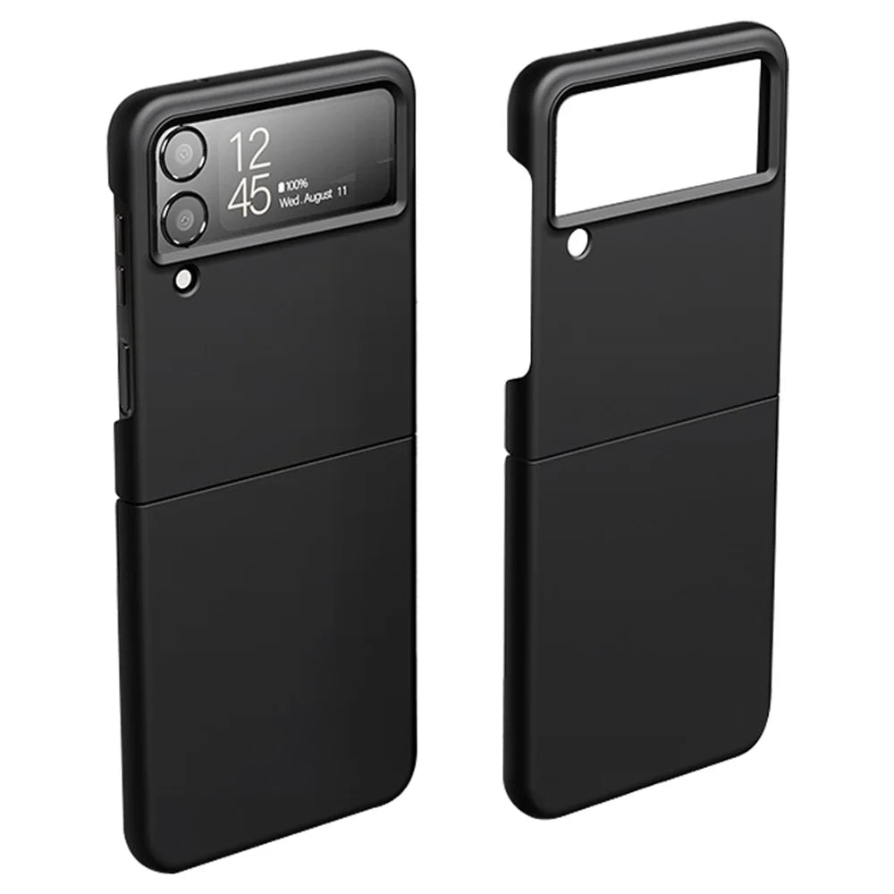 For Samsung Galaxy Z Flip4 5G Ultra Slim Folding PC Phone Case Rubberized Finish Drop-proof Cover - Black - 1