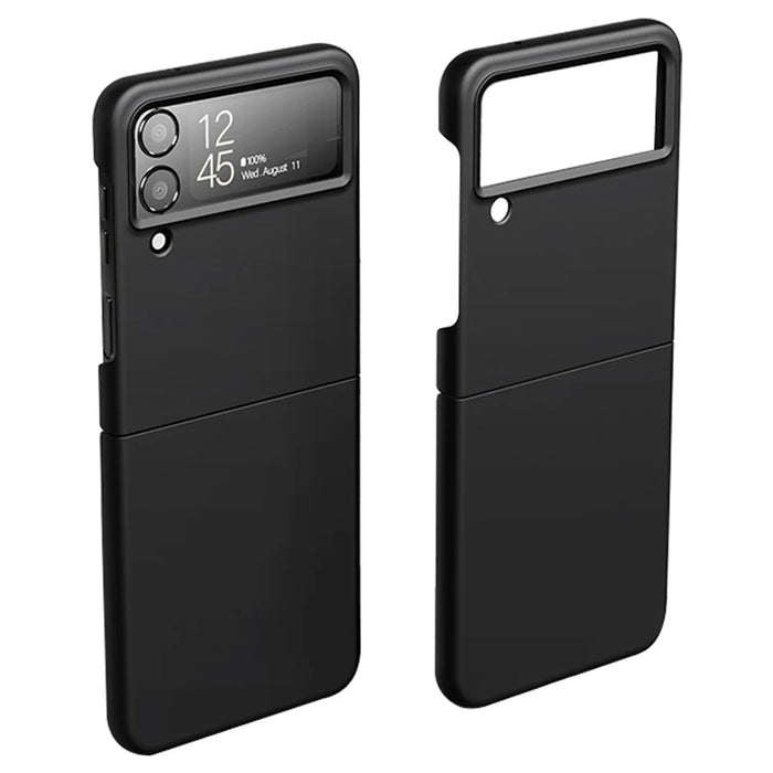 For Samsung Galaxy Z Flip4 5G Ultra Slim Folding PC Phone Case Rubberized Finish Drop-proof Cover - Black - 1