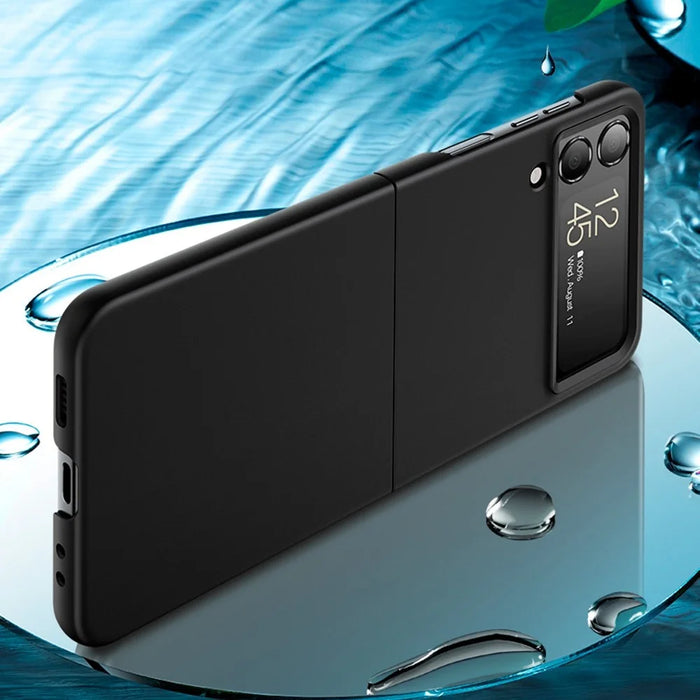 For Samsung Galaxy Z Flip4 5G Ultra Slim Folding PC Phone Case Rubberized Finish Drop-proof Cover - Black - 2