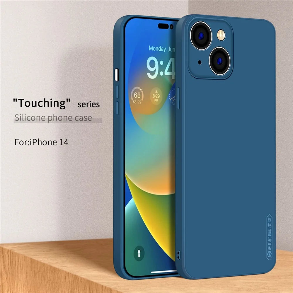 PINWUYO For iPhone 14 6.1 inch Precise Cutouts Soft TPU Case Slim Smooth Flexible Protective Phone Cover - Blue - 2