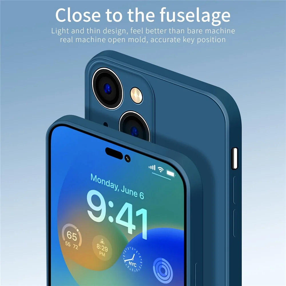 PINWUYO For iPhone 14 Plus Precise Cutouts Camera Protection Phone Case Soft TPU Fiber Flocking Lining Protective Cover - Blue - 6
