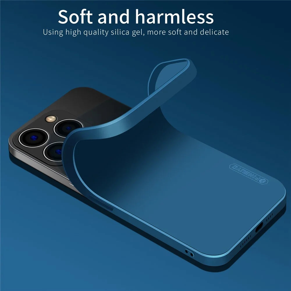 PINWUYO For iPhone 14 Pro Max 6.7 inch Precise Cutouts TPU Slim Case Soft Fiber Flocking Protective Cover - Blue - 7
