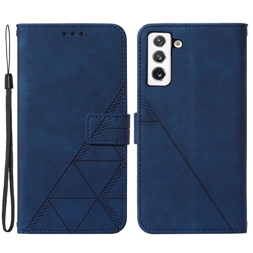 For Samsung Galaxy S23 Leather Case with Hand Strap Wallet Stand Phone Cover - Sapphire - 1