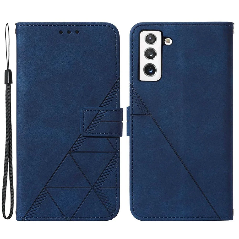 For Samsung Galaxy S23 Leather Case with Hand Strap Wallet Stand Phone Cover - Sapphire - 1