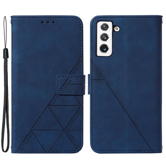 For Samsung Galaxy S23 Leather Case with Hand Strap Wallet Stand Phone Cover - Sapphire - 1