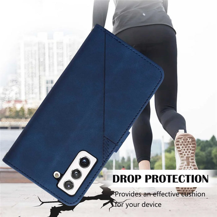 For Samsung Galaxy S23 Leather Case with Hand Strap Wallet Stand Phone Cover - Sapphire - 6