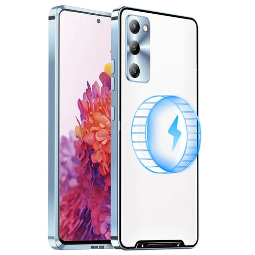 For Samsung Galaxy S20 FE 5G / S20 FE / S20 FE 2022 / S20 Lite Anti-drop Phone Cover TPU Back + Electroplating Metal Edge Integrated Lens Protection Matte Case - Blue - 1