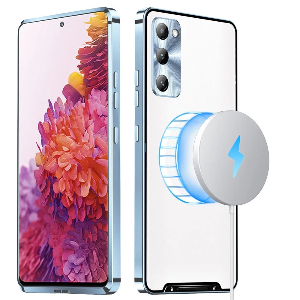 For Samsung Galaxy S20 FE 5G / S20 FE / S20 FE 2022 / S20 Lite Anti-drop Phone Cover TPU Back + Electroplating Metal Edge Integrated Lens Protection Matte Case - Blue - 2