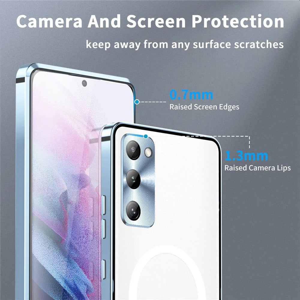 For Samsung Galaxy S20 FE 5G / S20 FE / S20 FE 2022 / S20 Lite Anti-drop Phone Cover TPU Back + Electroplating Metal Edge Integrated Lens Protection Matte Case - Blue - 5