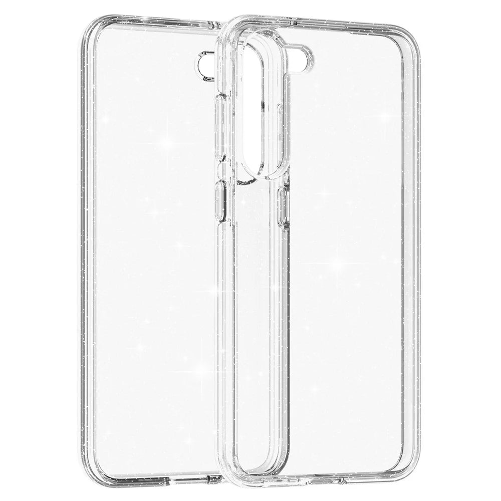 For Samsung Galaxy S23+ Anti-fall Glittery Powder Soft TPU + Hard PC Phone Case Protective Back Cover - White - 3